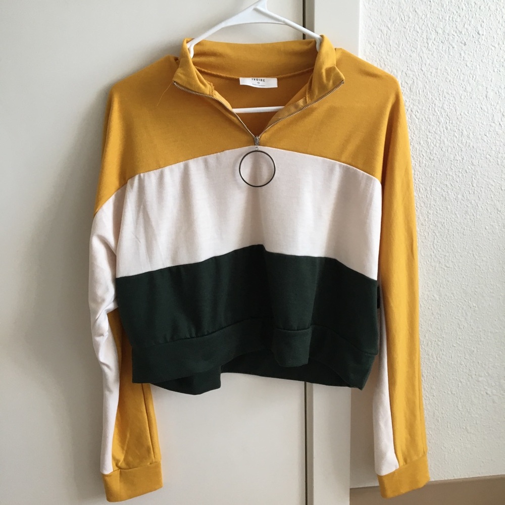 3 layered color cropped hoodie
